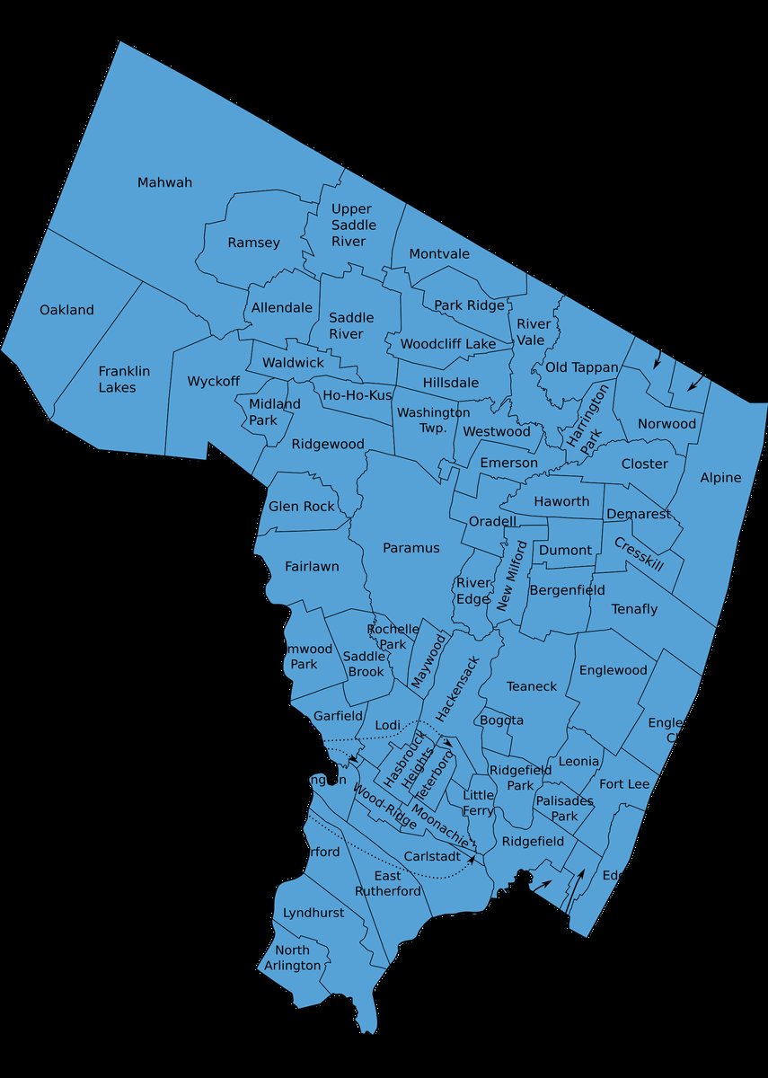 North Arlington Border, NJ - File:Bergen County, NJ municipalities labeled.svg - Wikimedia Commons