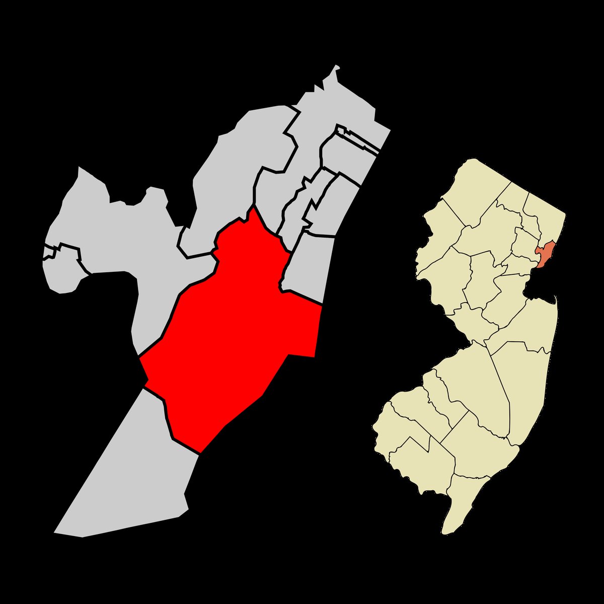 West Hudson, NJ - Archivo:Hudson County New Jersey Incorporated and Unincorporated areas  Jersey C
